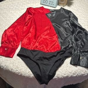 The Moon red and black satin bodysuit